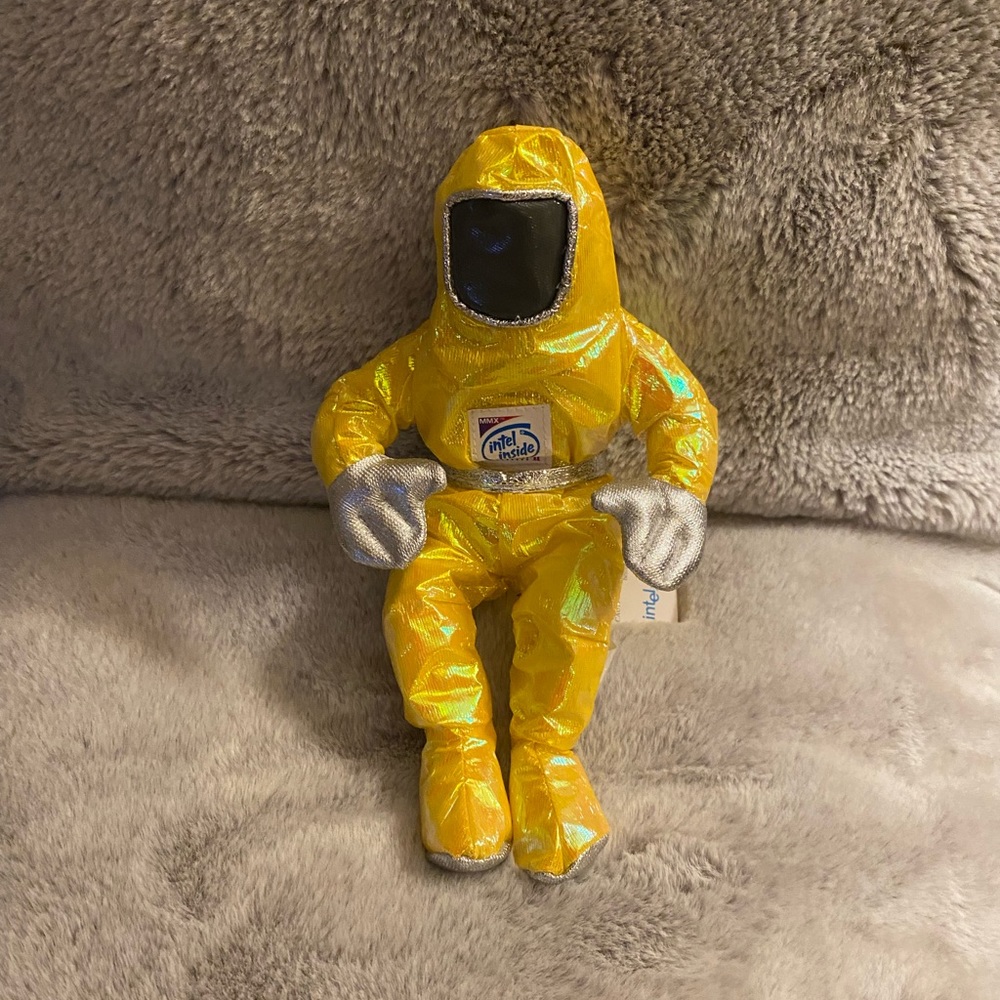 1997 Intel Inside Pentium II Yellow Astronaut Man Plush 8" Plush BeanBag Toy HTF